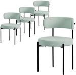 ML-Design Esszimmerst&uuml;hle 4er Set Gr&uuml;n Teddystoff Metallbeinen Rund