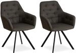 Homestyle4u Polsterstuhl 2er Set in Anthrazit 2348