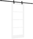 vidaXL Schiebet&uuml;r Wei&szlig; 83 x 202 cm Massivholz Kiefer und Glas 3332306