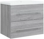 vidaXL Waschbeckenschrank mit Einbaubecken Grau Sonoma Holzwerkstoff 3120180