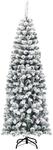 Costway K&uuml;nstlicher Bleistift Weihnachtsbaum mit Schnee Gr&uuml;n 180cm