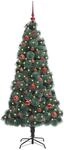 vidaXL K&uuml;nstlicher Vorbeleuchteter Weihnachtsbaum mit Kugelset 150 cm 3396153