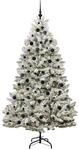 vidaXL K&uuml;nstlicher Weihnachtsbaum Gr&uuml;n und Wei&szlig; 210 cm PVC und Metall 3395758