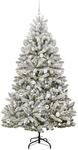 vidaXL K&uuml;nstlicher Weihnachtsbaum Gr&uuml;n und Wei&szlig; 210 cm PVC und Metall 3395762