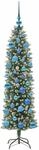 vidaXL K&uuml;nstlicher Schlanker Weihnachtsbaum Gr&uuml;n und Wei&szlig; 150 cm 3395288