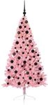 vidaXL K&uuml;nstlicher Vorbeleuchteter Weihnachtsbaum Rosa 180 cm PVC 3397077