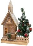 ECD Germany Dekorative Holz-Weihnachtshaus LED-Beleuchtung 27x11x44 cm