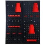 Relaxdays Werkzeuglochwand Stahl Schwarz Rot mit 43-teiligem Zubeh&ouml;r 60 cm x...
