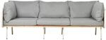 Beliani Gartensofa Grau Weiss Heller Holzfarbton 60x225x85