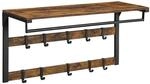 Relaxdays Wandgarderobe MDF Eisen Vintagebraun Schwarz Mit Ablage 10 Haken 80 cm