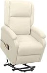 vidaXL Massagesessel mit Aufstehhilfe Creme Stoff 329718