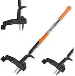 Relaxdays Unkrautstecher Stahl Schwarz Orange R&uuml;ckenschonend Klappbar 100 cm x 31,5