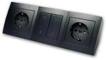 McPower Steckdosenblock Flair 2-Fach Schalter Schwarz