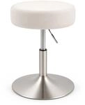 Relaxdays Schminkhocker Stahl Wei&szlig; H&ouml;henverstellbar Drehbar 42 bis 57 cm x 38,5 cm