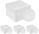 Relaxdays Tortenboxen Karton Wei&szlig; 4er Set mit Tortenboards 30 cm x 30 cm x 30...