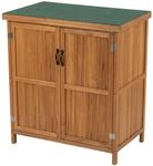 Relaxdays Gartenschrank Holz Hellbraun Aufklappbar Wetterfest 88 cm x 75 cm x 44 cm