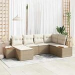 vidaXL Garten-Sofa-Set mit Kissen 6-Tlg Beige Poly Rattan 3348122