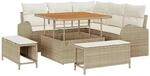vidaXL Garten-Sofa-Set mit Kissen 8-Tlg Beige Poly Rattan 3362386