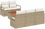 vidaXL Garten-Sofa-Set mit Kissen 6-Tlg Beige Poly Rattan 3347645