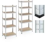 Relaxdays Schwerlastregal 2er Set Stahl MDF Kunststoff Silber Verzinkt Teilbar