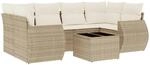vidaXL 7-Tlg Garten-Sofagarnitur mit Kissen Beige Poly Rattan 3221117