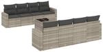 vidaXL 9-Tlg Garten-Sofagarnitur mit Kissen Hellgrau Poly Rattan 3251089