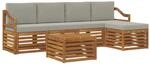 vidaXL Sofagarnituren 6 Tlg Natur und Hellgrau Massivholz Akazie 3374706