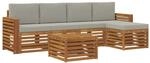 vidaXL Sofagarnituren 6 Tlg Natur und Hellgrau Massivholz Akazie 3374696