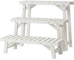 Relaxdays Blumenst&auml;nder 3-teiliges Set Tannenholz Wei&szlig; 3-Stufig 19,5 cm x 70 cm x