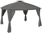 DELUKE Pavillon DUBLIN Schwarz Polyester Gartenpavillon Gartenlaube f&uuml;r