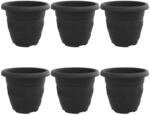 vidaXL Runder Blumentopf 6 Stk Schwarz &Oslash; 26 x 21,5 cm Kunststoff 42020286
