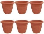 vidaXL Runder Blumentopf 6 Stk Ziegelrot &Oslash; 26 x 21,5 cm Kunststoff 42020280
