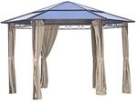 DELUKE Pavillon SION 6-Eckig Beige Kunststoff Gartenpavillon Gartenlaube f&uuml;r