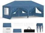 WOLTU Pavillon 3x6 m Wasserabweisend UV-Schutz 50+ H&ouml;henverstellbar Blau