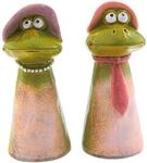 Dekohelden24 Keramik Zaunstecker Zaunhocker Froschpaar als 2er Set Ma&szlig;e je...