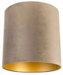 QAZQA Samt Lampenschirm Taupe 40 40 40 mit Goldener Innenseite