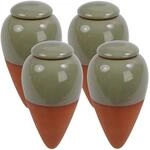 Relaxdays Bew&auml;sserungskegel Keramik Salbei mit Deckel 4er-Pack 350 ml 16 cm x 8 cm