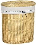 HOMCOM W&auml;schekorb Geflochten mit W&auml;schesack Deckel Natur 100L 51 x 38 x 57 cm