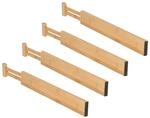 Relaxdays Schubladentrenner Bambus Natur Schwarz 4er Set Ausziehbar Rutschfest 6 cm x