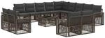 vidaXL Gartensofa-Set 14-Tlg Grau und Dunkelgrau Poly-Rattan 3435308
