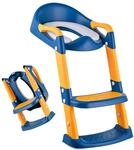 Relaxdays Kinder-Toilettensitz mit Leiter Kunststoff Blau Gelb Klappbar
