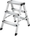 Tectake Doppelseitige Trittleiter 3 Stufen Aluminium Klappbar Rutschfest 40...