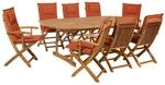 Beliani Gartentisch Set Heller Holzfarbton Rot 100x220x93