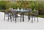 Merxx Tinos Set 7-tlg. 6 Stapelsessel Gartentisch Ausziehbar 150 (200) x 90 cm