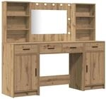 vidaXL Schminktisch Set mit Regal 3-Tlg Artisan-Eiche Holzwerkstoff 3334289