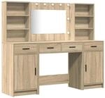 vidaXL Schminktisch Set mit Regal 3-Tlg Sonoma-Eiche Holzwerkstoff 3334283