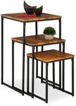Relaxdays Beistelltisch 3er Set Eisen MDF PVC Bunt Stapelbar 76 cm x 46 cm x 46 cm