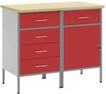 vidaXL Werkbank mit Schubladen 2-Tlg Rot und Grau 75 x 45 x 85 cm 3321365