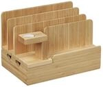 Relaxdays Ladestation Bambus Natur mit Uhrenhalter 15 cm x 21,5 cm x 15 cm 700 g