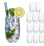 Relaxdays Trinkgl&auml;ser 12er Set Kristallglas Transparent Sp&uuml;lmaschinengeeignet 14 cm